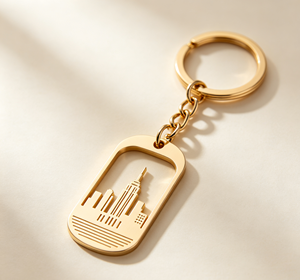 Porte-clés en alliage de zinc doré, pendentif métallique paysage urbain, accessoire cadeau - Product Image 3
