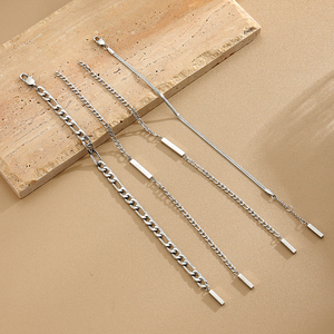 Juego de 4 Pulseras de Cadena de Acero Inoxidable de Alta Calidad, Brillante y Pulida, con Eslabones Planos Tipo Serpiente y <span class=keywords><strong>Figaro</strong></span>, con Barra para Logotipo, de Yiwu Aceon Velle - Product Image 3