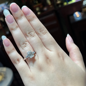 New Design Exclusive Style Lab Grown Diamond 18K <b>White</b> Gold Emerald Cut IGI Certified Wedding Ring Jewelry Real Diamond - Product Image 1