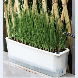 Jardinière suspendue carrée en plastique moderne auto-absorbante Long pot de fleurs pour fenêtres étroites pour balcon et intérieur - Product Image 1