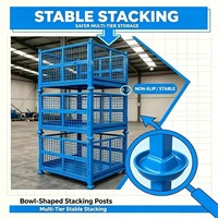 Conteneurs en treillis métallique robustes pliables, empilables, cage de stockage sur palette, 1000 kg, pour la logistique d'entrepôt