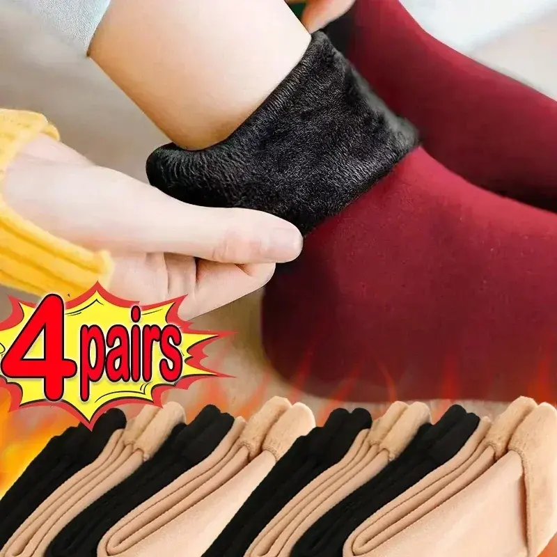 Snow Boots Floor Hosiery Winter Warm Thicken Thermal Socks Women Plush Soft Casual Solid Color Sox Wool Cashmere Stocking