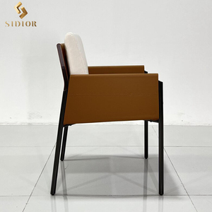 Stile europeo in velluto moderno pelle nordica sedia da pranzo poltrona per soggiorno - Product Image 4