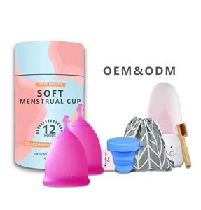 DH wholesale bpa free collapsible soft 100% medical organic silicon period quality period copa menstrual cup with sterilizer set