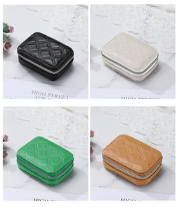 Tas rias kecil modis dengan cermin kantung kosmetik Mini wadah kosmetik ritsleting Logo kustom wadah penyimpan lipstik perlengkapan mandi kantong Kosmetik - Product Image 5