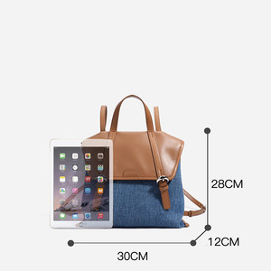 Borsa Tote in Vera Pelle di Vacchetta Denim 2026 da <span class=keywords><strong>Donna</strong></span>, Soluzione 30cm, Grande Capacità, Borsa a Spalla Hobo con Tracolla Larga, 3 Modi di Portare - Product Image 4