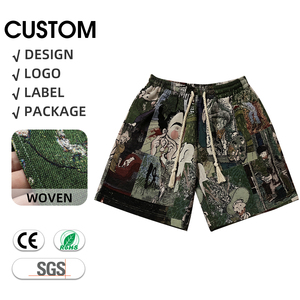 Pantaloncini da Uomo in Tessuto Jacquard di Cotone e Poliestere, Stile Vintage con Grafiche, Casual Estivi da Spiaggia, Vendita Diretta dalla Fabbrica - Product Image 1