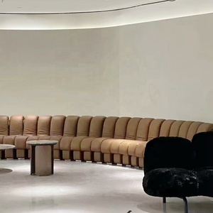 โซฟาสไตล์โมเดิร์น,โซฟาหนังทรงโค้งรูปตัวยูสำหรับห้องนั่งเล่นดีไซน์ใหม่หรูหรา - Product Image 5