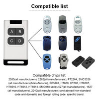 Control Remoto de Código Variable con Indicador LED, 4 Botones, Batería AAA, Transmisor Inalámbrico RF, Función de Privacidad, para Puertas Automáticas, Garajes y Grúas