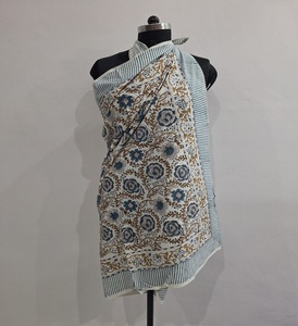 Nuevo Pareo de Playa para Mujer, Tipo 100% Algodón, Estampado a Mano Indio, Tela Suave de Voile, Pareo de Verano, Seda - Product Image 1