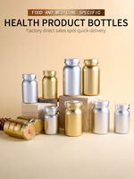Boîte à pilules personnalisée PET avec logo or argent capsule bouteille vitamines conteneurs emballage de pilules avec double couvercle