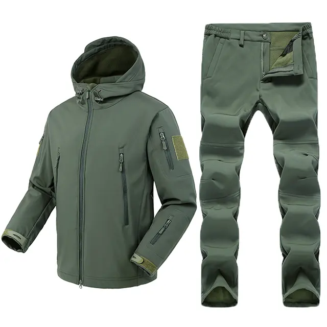 Softshell Uniform Outdoor Camping Hiking Waterproof Tactical Jacket and Pants Hunting Suit