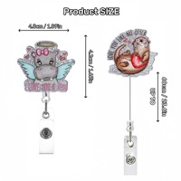 Porte-badge télescopique amusant en forme de hibou, avec clip pour plaque nominative et attache rapide pour cordon d'identification, 60 cm