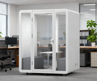 Cabine de bureau insonorisée de grande taille pour 4 personnes, cabine de réunion collaborative, salle privée, structure modulaire pour salle collaborative