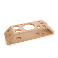Ensemble d'outils de bar en acier inoxydable, shaker à cocktails de 700 ml avec cadran, kit de barman de 13 pièces avec support en bambou trapézoïdal