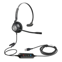 Headset USB Profesional Berkabel untuk Call Center dengan Mikrofon ENC Peredam Kebisingan untuk Resepsionis Kantor dan Pekerjaan Meja Depan