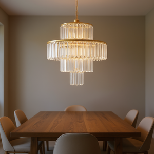 Lámpara colgante moderna de cristal de 20 pulgadas y 4 niveles con acabado dorado para comedor, candelabros, iluminación interior - Product Image 2