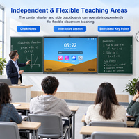 Tableau blanc interactif de 86 pouces avec deux ailes de tableau noir, écran tactile 4K anti-reflet pour l'enseignement