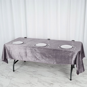 Venta al por mayor de lujo rosa claro marfil blanco resistente mantel de terciopelo Rectangular Hemstitch boda banquete mantel - Product Image 4