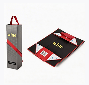 Caja de Cartón Corrugado Portátil para Envíos, Impresión Offset, Personalizada, con Asa, para Vino - Product Image 5