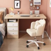 Bureau d'étude moderne blanc avec tiroirs et chaise ergonomique pour bureau à domicile poste de travail table d'écriture pour étudiants
