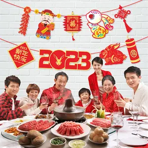 2023 Happy Chinese New Year Decorations Set Hanging Wall Banner For China Spring Festival Party Supplies Home Office Decorations