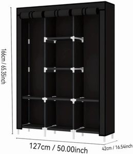 Foldable Diy Metal Multi Compartments Functional Cloth Wardrobe Non Woven Fabric Portable Clothes Storage Wardrobe - Product Image 2