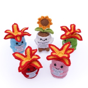 Planta de girasol en maceta de ganchillo hecha a mano, muy vendida, planta grande en maceta con forma de llama, decoración de muñeca de ganchillo para bote de basura - Product Image 4