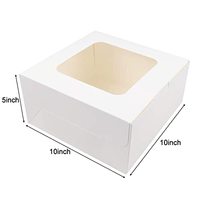Boîtes à gâteaux de 10 pouces avec fenêtre, boîte de boulangerie en papier blanc, boîte carrée en carton, Cajas Pasteles, boîte à gâteaux jetable pour pâtisseries, biscuits