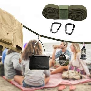 Oxford Outdoor Camping Rope With Carabiners <b>Red</b> Black Khaki Military Green <b>Tent</b> Tarp Extension Belt Survival Tools - Product Image 3