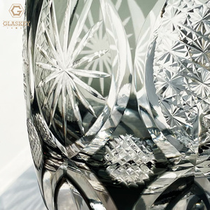Tasse à eau japonaise Edo Kiriko Whiskey Grey Crystal Glass Flash Locke Cup Tasse à eau japonaise en verre à vin faite à la main - Product Image 4