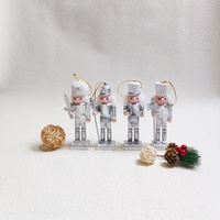 Nouvelle collection 2026 : Coffret en bois de 13 cm, style européen, fait main, casse-noisette couleur argent pour décoration de Noël