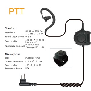 Micro-casque avec câble spiralé et crochet d'oreille pour <span class=keywords><strong>Motorola</strong></span> CP200 GP328 DP4801e APX7000 R7 R2, Kenwood NX5300, Tait TP9400 - Product Image 1