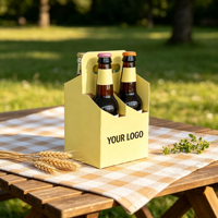 Karton Bierflaschenträger Einweg Tragbarer Getränketräger Kraftpapier Wellpappe-Box mit Offsetdruck und Griff