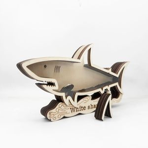 Uionen Nouvelle Tirelire en Bois Artisanale en Forme de Requin, Citrouille, Ananas – Ornements Décoratifs pour la Maison et le Bureau - Product Image 6