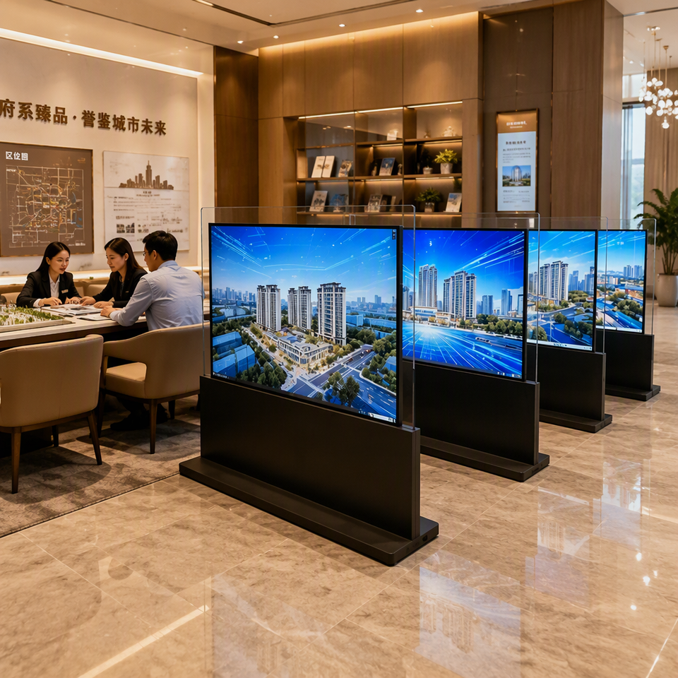 55 Inch Double-Sided 4K Glass Display Stand Advertising Screen Android ...