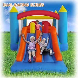 Castello Gonfiabile per Bambini con Doppio Scivolo da Corsa, Tunnel, Ostacoli da Arrampicata e Area Salto - Materiale PVC, Età 1-10 Anni - In Offerta - Product Image 1