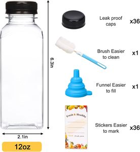 Bouteille en plastique PET transparente carrée de 60 ml à 1000 ml avec couvercle, pour pudding aux fruits, jus de fruits, thé - Product Image 2