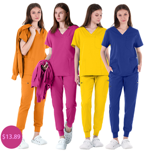 ชุดยูนิฟอร์มสำหรับสปาพยาบาลในโรงพยาบาลชุดสครับผ้านุ่มคอวีผ้านุ่มกันน้ำรีไซเคิลเป็นมิตรกับสิ่งแวดล้อมชุดสครับยืดตรงทางการแพทย์ - Product Image 1