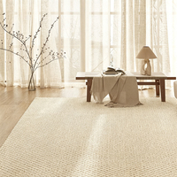 Tapis synthétique HENGJIU en faux sisal jute, lavable en machine, couleur unie, anti-rayures, sans perte de fibres, durable, pour salon
