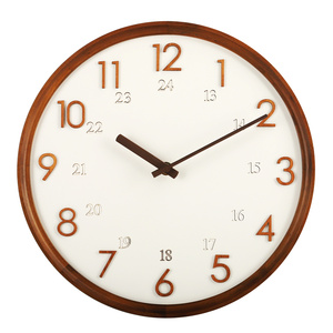 Reloj de pared de madera de 24 horas en tono claro de madera natural para decoración moderna del hogar - Product Image 2