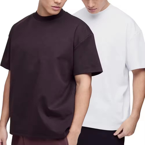 T-shirt élégant et simple de couleur unie, épais, entièrement personnalisable, style streetwear, imprimé, à col montant, pour hommes, pour l'exercice quotidien - Product Image 2