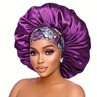 À la mode Logo personnalisé femmes grande taille large bande africaine bonnet de sommeil élastique Satin Bonnets pour le soin des cheveux bouclés