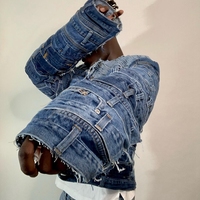 YSJY Fabrication OEM Streetwear Designer personnalisé Mode urbaine Veste en jean bleu patchwork pour hommes