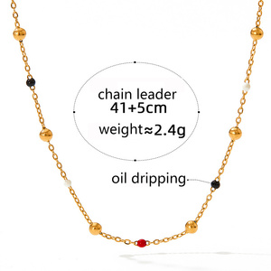 Creative Trendy Dripping Oil Color Necklace Bohemian Style Pendant Gold Silver Plated Stainless Steel Link Chain for Women - Product Image 5
