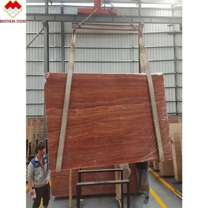 Giá bán buôn Rose Rosso Đỏ travertine phiến đá cẩm thạch gạch hiện đại màu đỏ gỗ dây leo cho trang trí nội thất sàn - Product Image 6