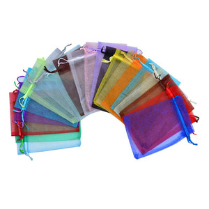100PCS <strong>Small</strong> Mesh <strong>Bags</strong> <strong>White</strong> 9x12cm Glossy Surface with Drawstring logo Printing Available Organza Packaging Materials for Gifts - Product Image 2