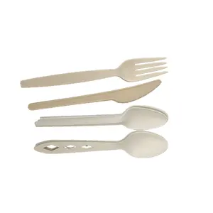 Cornstarch Bagasse Spoon Fork Knife Tray Plate Bowl Disposable Catering Wholesale Biodegradable Compostable and Disposable