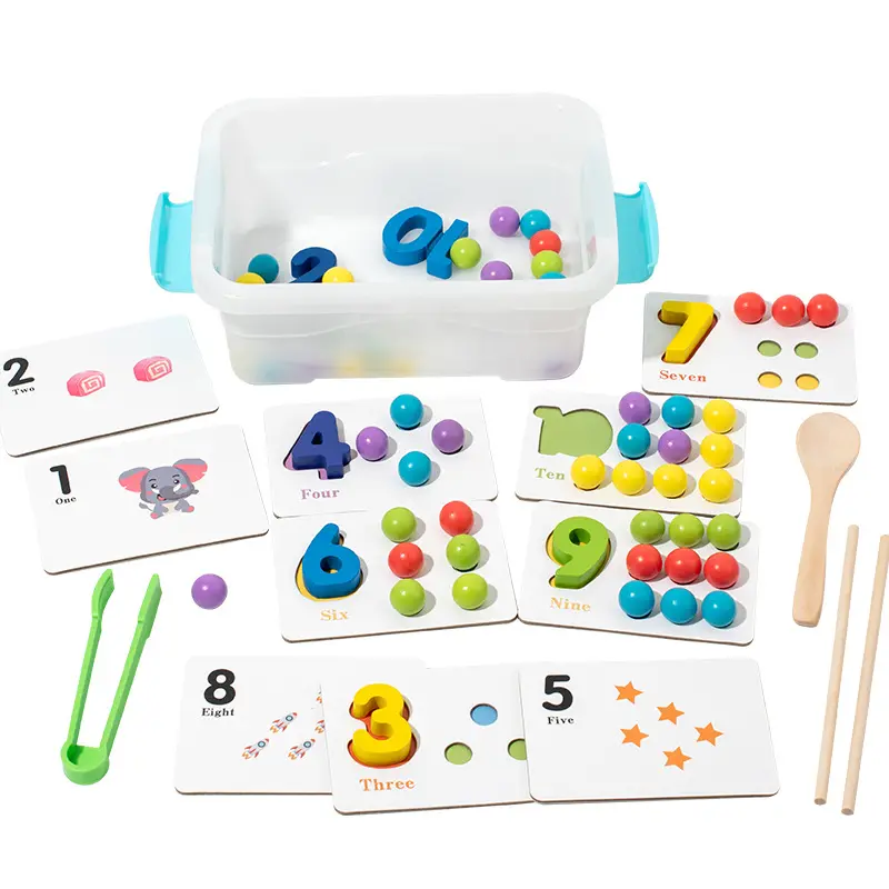 Giocattoli Montessori per l'educazione prescolare Math Learning Toy Math Number Counting giocattolo in legno Clip perline gioco per bambini