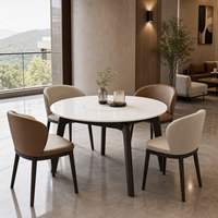 Table à manger en verre trempé de luxe moderne, plateau blanc écologique, pieds en bois massif, meubles de salle à manger pour appartement, import